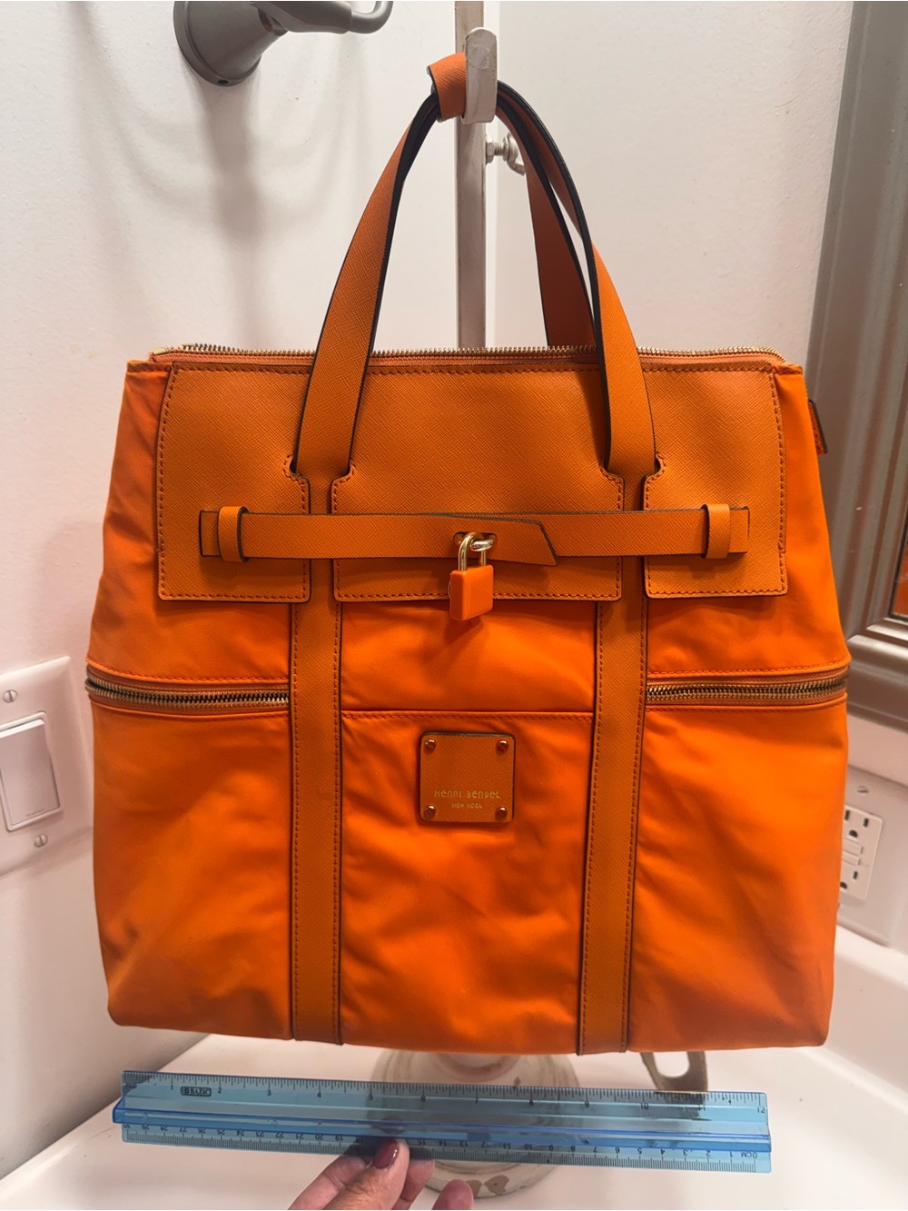 Henri Bendel Bright Orange Convertible Jetsetter Backpack
